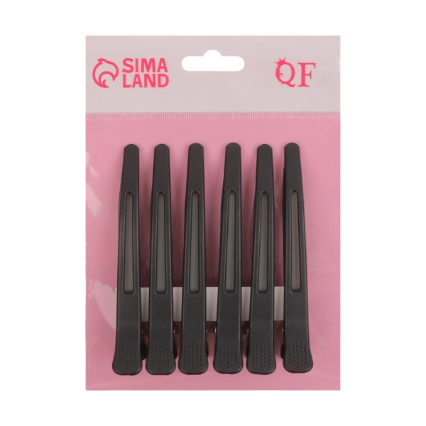 Зажим для волос с силиконовой лентой пластик 11(±1)см (6 шт) МИКС пакет QF