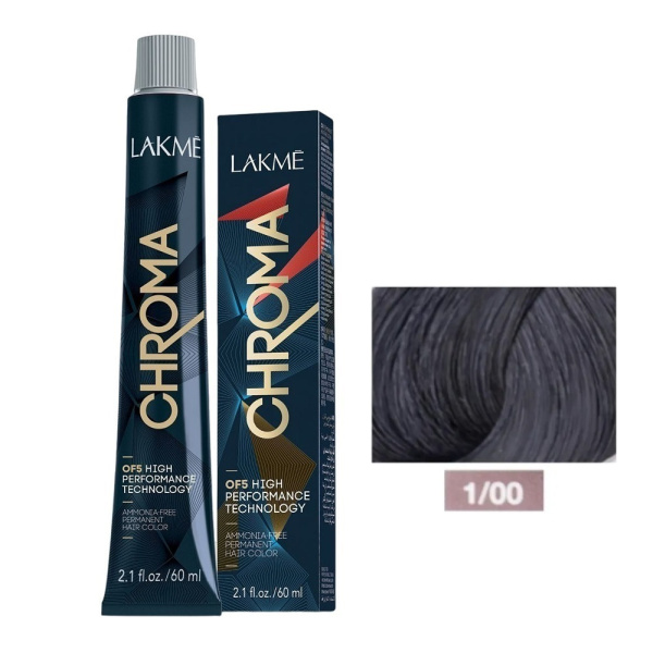 Крем-краска Lakme Chroma 1/00 черный, 60 мл Крем-краска Lakme Chroma 1/00 черный, 60 мл