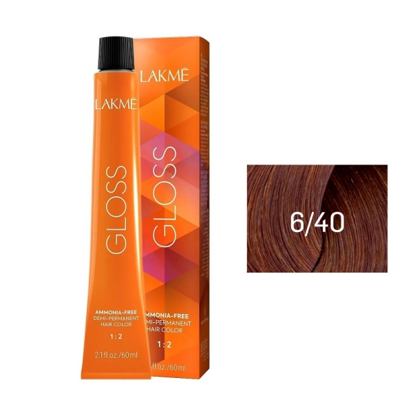 Крем-краска Lakme Gloss 6/40 тёмный блондин медный, 60 мл Крем-краска Lakme Gloss 6/40 тёмный блондин медный, 60 мл