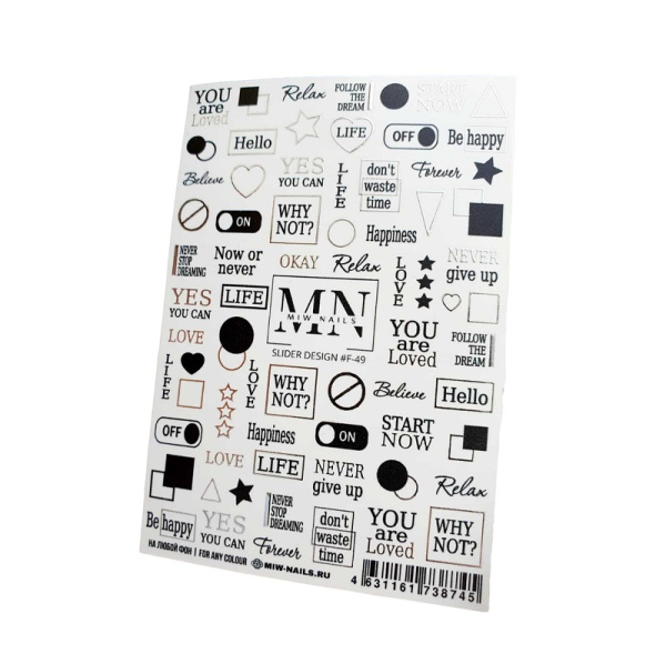 Слайдер-дизайн для ногтей Miw Nails F-49