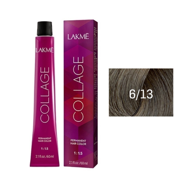 Крем-краска Lakme Collage 6/13 темный блондин пепельно-золотистый, 60 мл