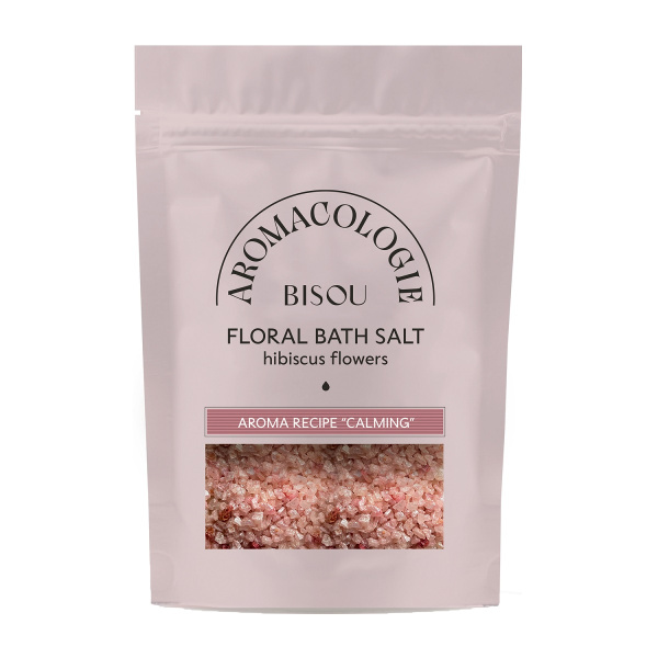 Соль для ванны цветочная "Успокаивающая" с цветками гибискуса Bisou, 330 г
