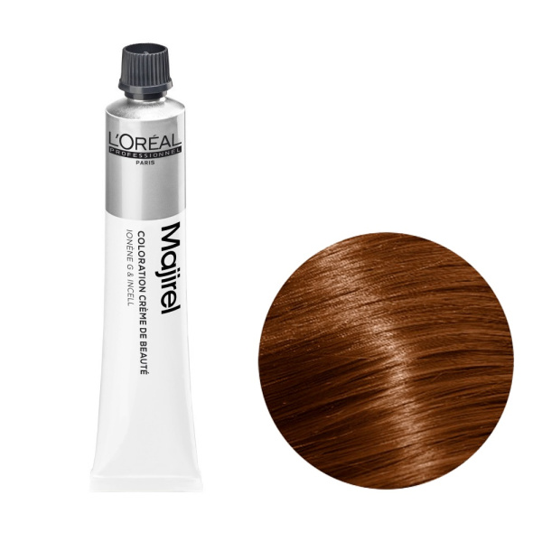 Стойкая крем-краска для волос Loreal Majirel 8.34 светл. блондин зол.-медн., 50 мл