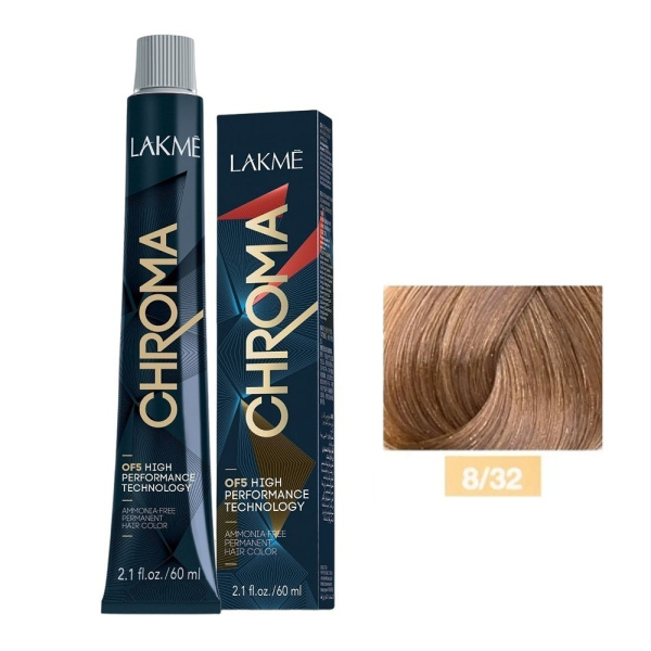 Крем-краска Lakme Chroma 8/32 блондин золотисто-фиолетовый, 60 мл Крем-краска Lakme Chroma 8/32 блондин золотисто-фиолетовый, 60 мл