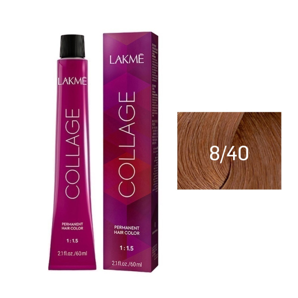 Крем-краска Lakme Collage 8/40 светлый блондин медный, 60 мл Крем-краска Lakme Collage 8/40 светлый блондин медный, 60 мл