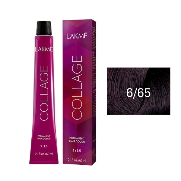 Крем-краска Lakme Collage 6/65 тёмный блондин коричнево-махагоновый, 60 мл Крем-краска Lakme Collage 6/65 тёмный блондин коричнево-махагоновый, 60 мл