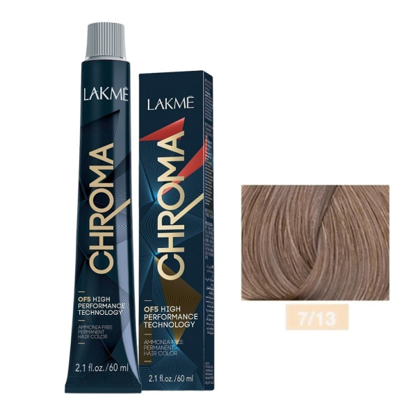 Крем-краска Lakme Chroma 7/13 средний блондин бежевый, 60 мл Крем-краска Lakme Chroma 7/13 средний блондин бежевый, 60 мл