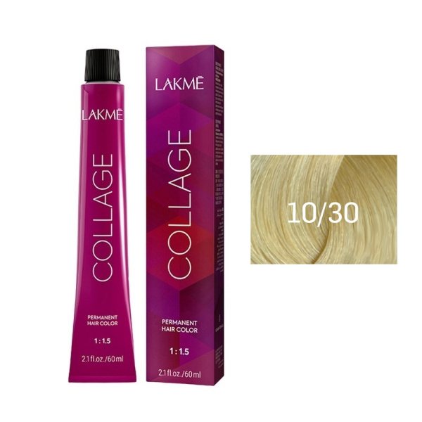 Крем-краска Lakme Collage 10/30 платиновый блондин золотистый, 60 мл Крем-краска Lakme Collage 10/30 платиновый блондин золотистый, 60 мл