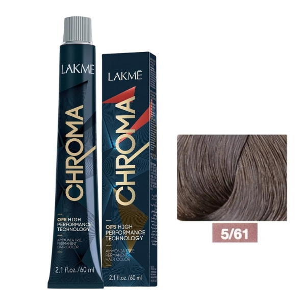 Крем-краска Lakme Chroma 5/61 светлый шатен коричнево-пепельный, 60 мл Крем-краска Lakme Chroma 5/61 светлый шатен коричнево-пепельный, 60 мл