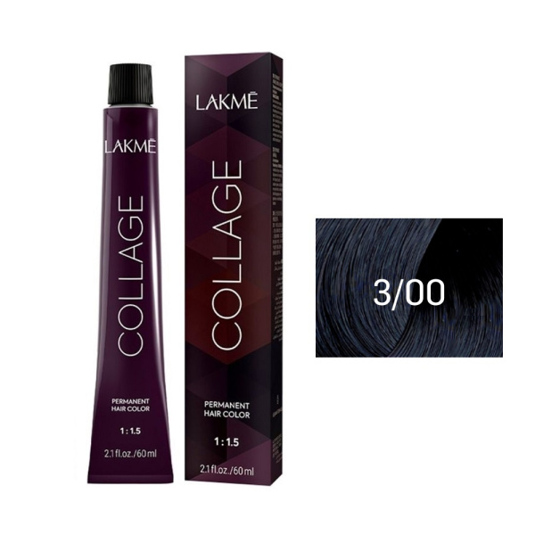 Крем-краска Lakme Collage 3/00 темный шатен, 60 мл Крем-краска Lakme Collage 3/00 темный шатен, 60 мл
