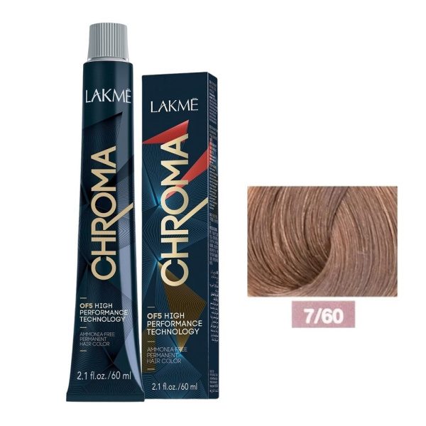 Крем-краска Lakme Chroma 7/60 средний блондин коричневый, 60 мл Крем-краска Lakme Chroma 7/60 средний блондин коричневый, 60 мл