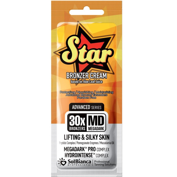 Крем для загара Solbianca Star 30x bronzer с пептидным комплексом, энзимами граната, 15 мл