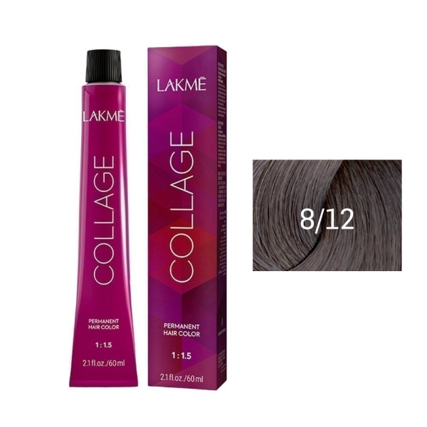 Крем-краска Lakme Collage 8/12 светлый блондин пепельно-фиолетовый, 60 мл