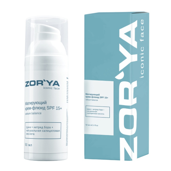 Матирующий крем-флюид SPF 15+ ZORYA sebum balance, 50 мл