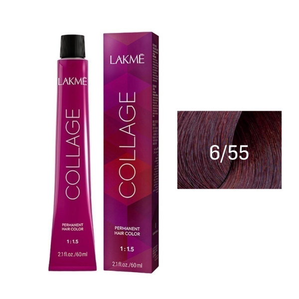 Крем-краска Lakme Collage 6/55 темный блондин махагоновый яркий, 60 мл