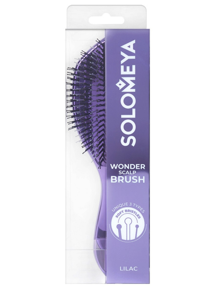 Многофункциональная расческа Solomeya для распутывания, массажа и мытья кожи головы, лиловый