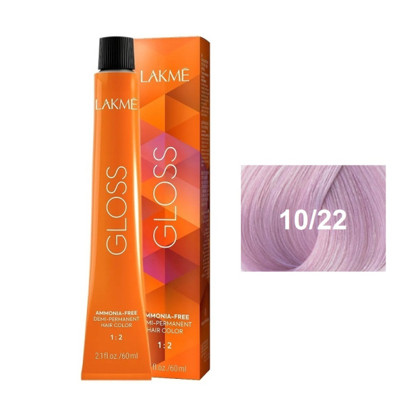 Крем-краска Lakme Gloss 10/22 белокурый платиновый фиолетовый яркий, 60 мл Крем-краска Lakme Gloss 10/22 белокурый платиновый фиолетовый яркий, 60 мл