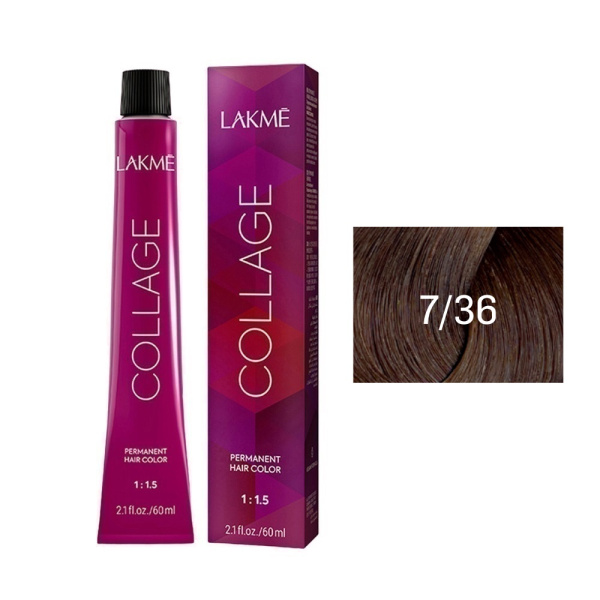 Крем-краска Lakme Collage 7/36 средний блондин золотисто-коричневый, 60 мл