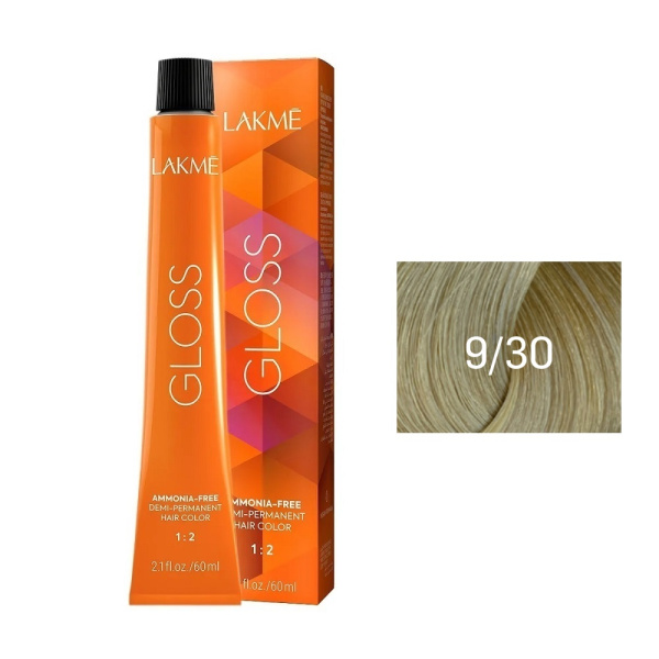 Крем-краска Lakme Gloss 9/30 очень светлый блондин золотистый, 60 мл
