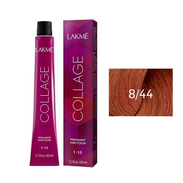 Крем-краска Lakme Collage 8/44 светлый блондин медный яркий, 60 мл