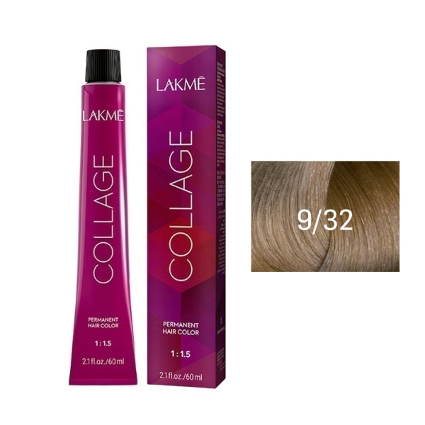 Крем-краска Lakme Collage 9/32 очень светлый блондин золотисто-фиолетовый, 60 мл