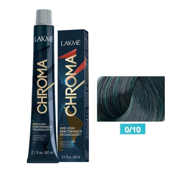 Крем-краска Lakme Chroma 0/10 зеленый, 60 мл Крем-краска Lakme Chroma 0/10 зеленый, 60 мл