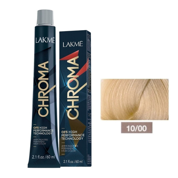 Крем-краска Lakme Chroma 10/00 очень светлый блондин, 60 мл Крем-краска Lakme Chroma 10/00 очень светлый блондин, 60 мл