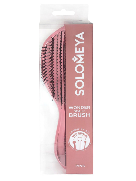 Многофункциональная расческа Solomeya для распутывания, массажа и мытья кожи головы, розовый