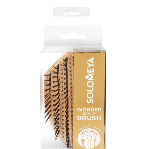 Многофункциональная мини расческа Solomeya для распутывания, массажа и мытья кожи головы, золотой