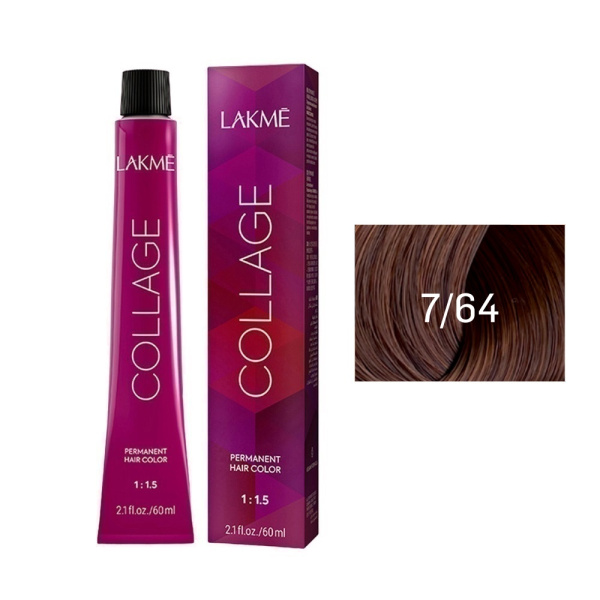 Крем-краска Lakme Collage 7/64 средний блондин коричнево-медный, 60 мл