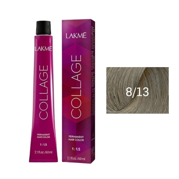 Крем-краска Lakme Collage 8/13 светлый блондин пепельно-золотистый, 60 мл
