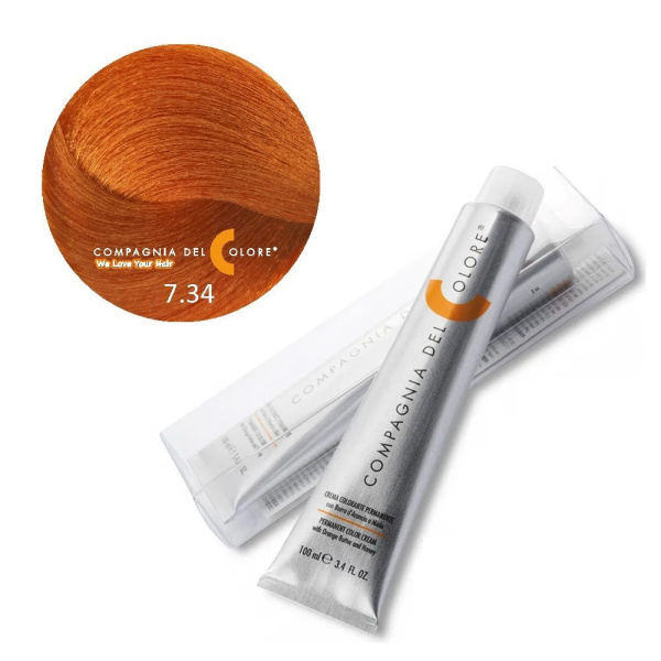 Крем-краска Del Colore 7/34 медный средне-русый золотистый, 100 мл