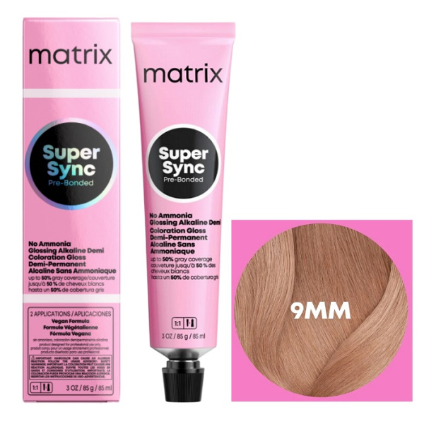 Краситель Matrix Super Sync Pre-Bonded 9MМ очень светлый блондин мокка мокка, 90 мл Краситель Matrix Super Sync Pre-Bonded 9MМ очень светлый блондин мокка мокка, 90 мл