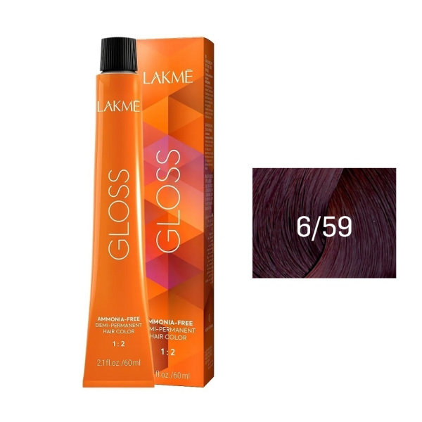 Крем-краска Lakme Gloss 6/59 тёмный блондин махагоново-красный, 60 мл Крем-краска Lakme Gloss 6/59 тёмный блондин махагоново-красный, 60 мл