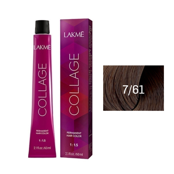 Крем-краска Lakme Collage 7/61 средний блонд интенсивный коричнево-пепельный, 60 мл