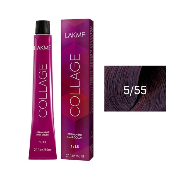Крем-краска Lakme Collage 5/55 светлый шатен интенсивный махагоновый, 60 мл Крем-краска Lakme Collage 5/55 светлый шатен интенсивный махагоновый, 60 мл