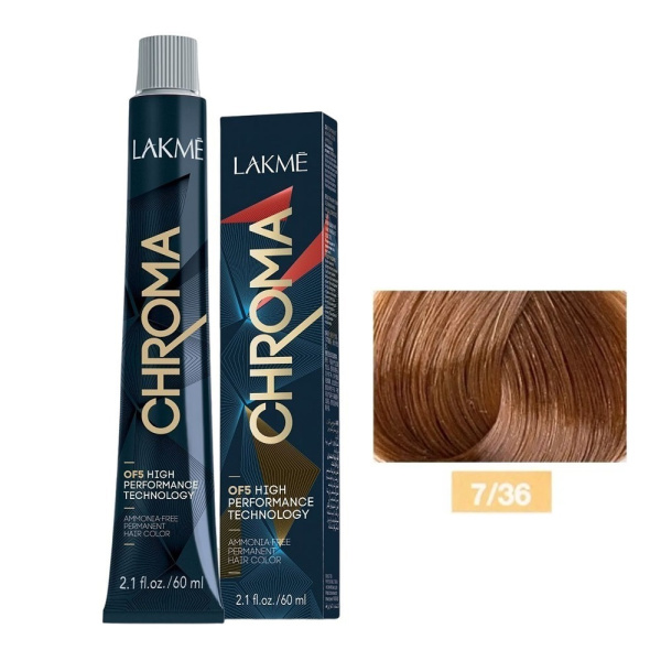 Крем-краска Lakme Chroma 7/36 средний блондин золотисто-коричневый, 60 мл Крем-краска Lakme Chroma 7/36 средний блондин золотисто-коричневый, 60 мл
