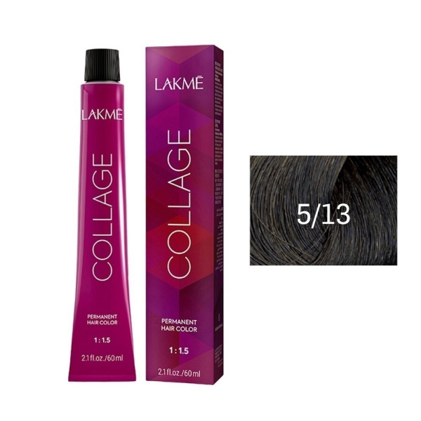 Крем-краска Lakme Collage 5/13 светлый шатен пепельно-золотистый, 60 мл Крем-краска Lakme Collage 5/13 светлый шатен пепельно-золотистый, 60 мл