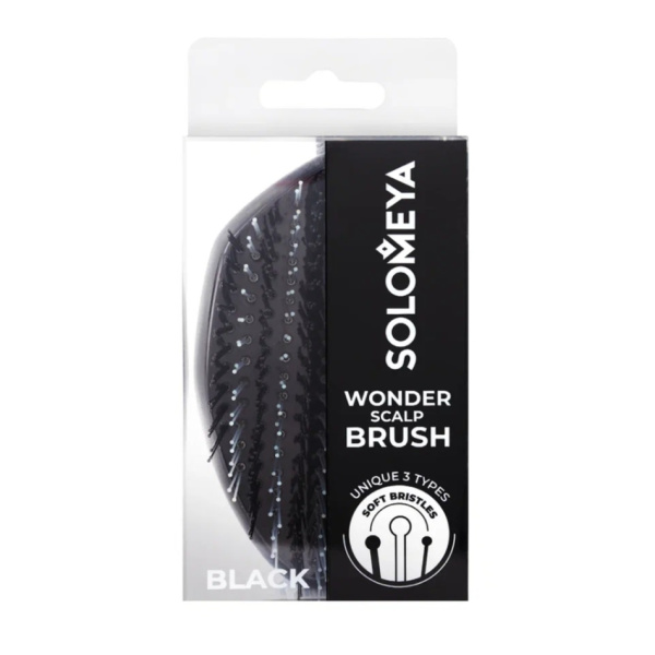 Многофункциональная мини расческа Solomeya для распутывания, массажа и мытья кожи головы, черный