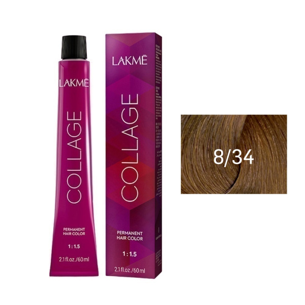 Крем-краска Lakme Collage 8/34 светлый блондин золотисто-медный, 60 мл Крем-краска Lakme Collage 8/34 светлый блондин золотисто-медный, 60 мл