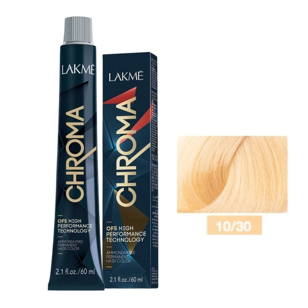 Крем-краска Lakme Chroma 10/30 очень светлый блондин золотистый, 60 мл