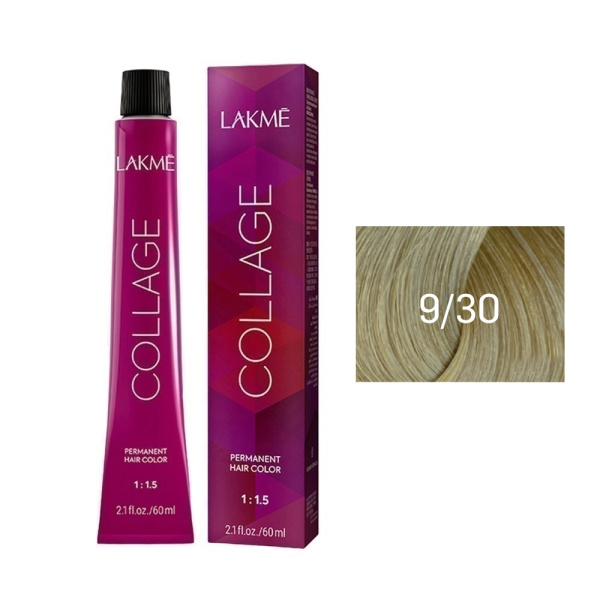 Крем-краска Lakme Collage 9/30 очень светлый блондин золотистый, 60 мл Крем-краска Lakme Collage 9/30 очень светлый блондин золотистый, 60 мл