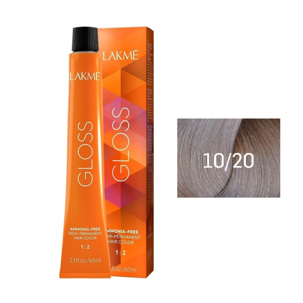 Крем-краска Lakme Gloss 10/20 платиновый блондин фиолетовый, 60 мл Крем-краска Lakme Gloss 10/20 платиновый блондин фиолетовый, 60 мл