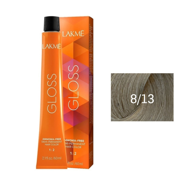 Крем-краска Lakme Gloss 8/13 светлый блондин пепельно-золотистый, 60 мл
