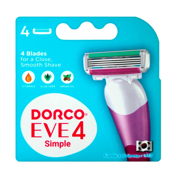 Кассеты для бритвы сменные "Eve 4 Simple", "Shai 4" Dorco, 4 шт