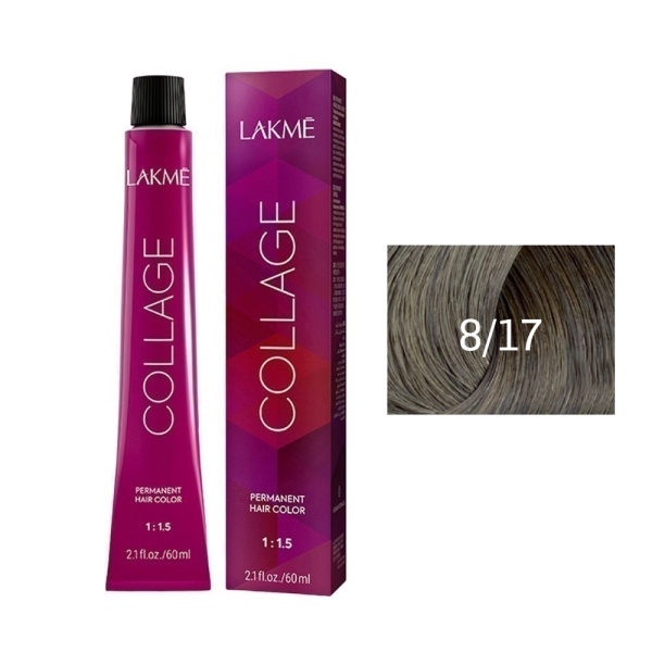 Крем-краска Lakme Collage 8/17 светлый блондин пепельно-синий, 60 мл Крем-краска Lakme Collage 8/17 светлый блондин пепельно-синий, 60 мл