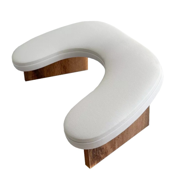 Подставка для рук маникюрная "С-образная", белая/дерево