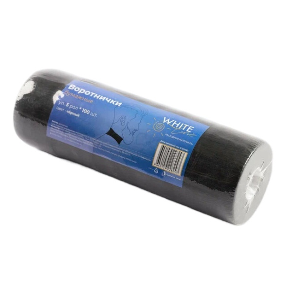 Воротнички парикмахерские White Line 8х40 бумажные черные, 500 шт