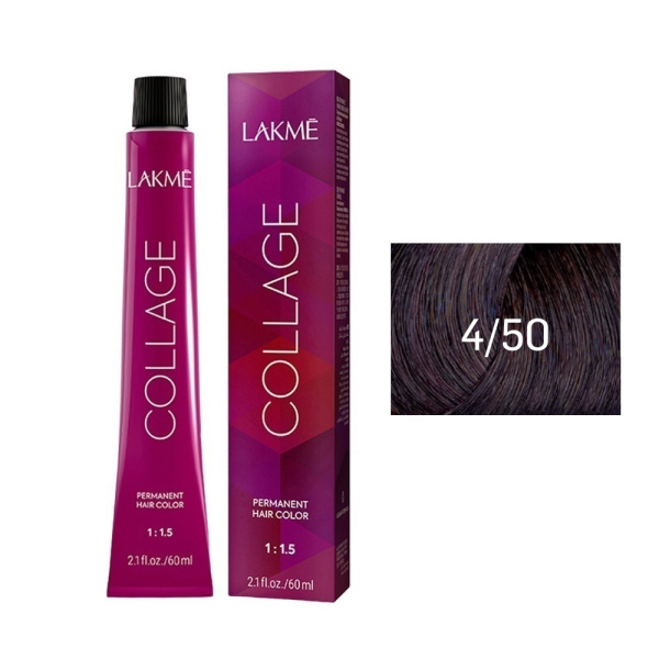 Крем-краска Lakme Collage 4/50 средний шатен махагоновый, 60 мл Крем-краска Lakme Collage 4/50 средний шатен махагоновый, 60 мл