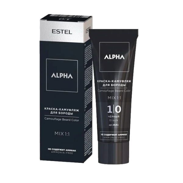Краска-камуфляж для бороды Estel Alpha Homme 1/0 черный, 40 мл